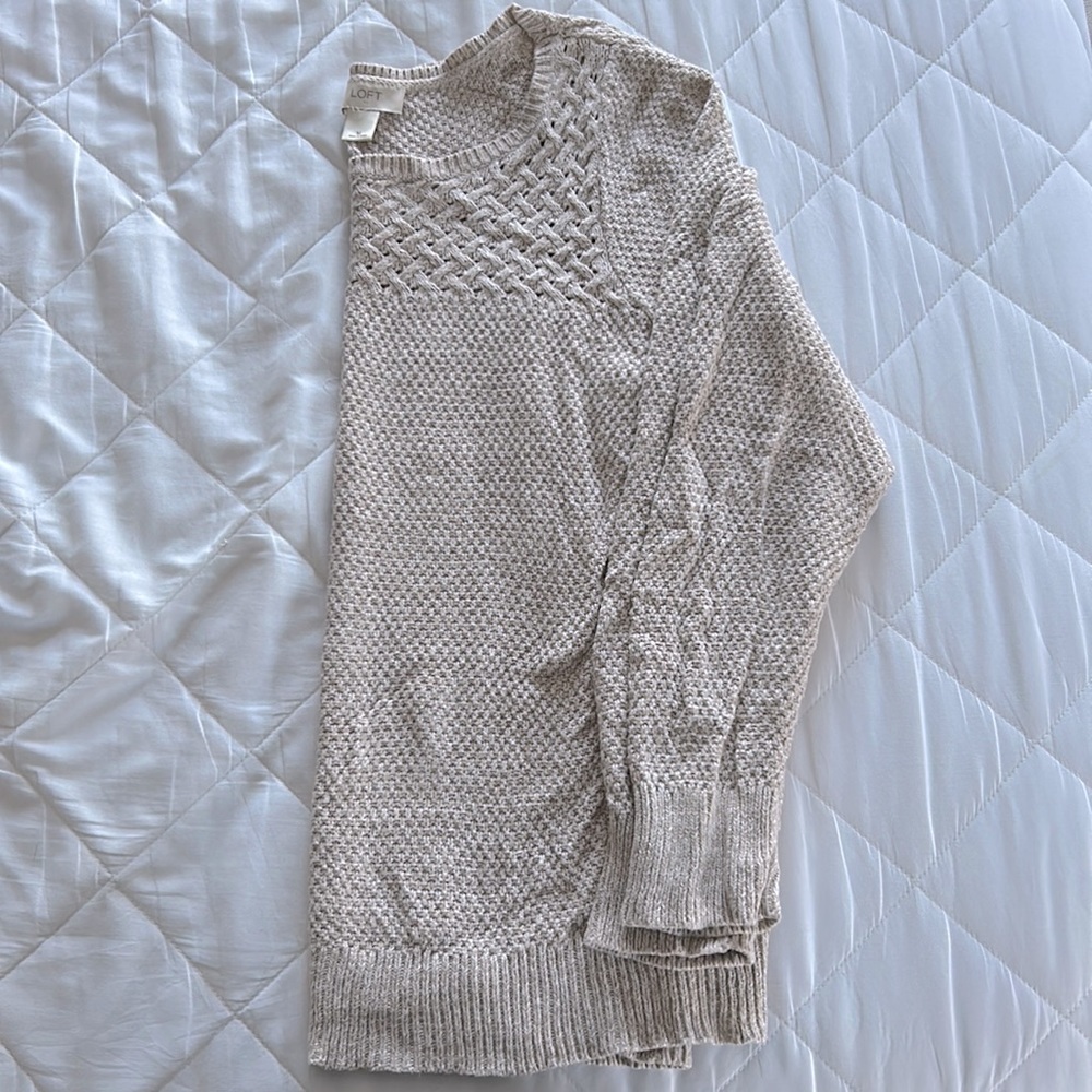 Oatmeal Cotton Knit Sweater